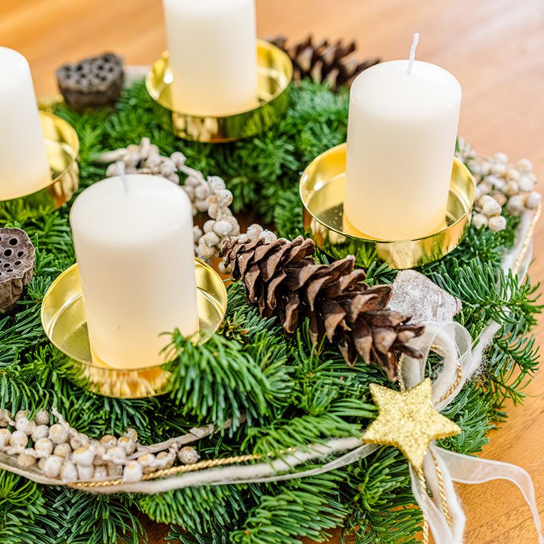 Adventskranz Gold/Creme (30 cm) - Kreativ-Set 3