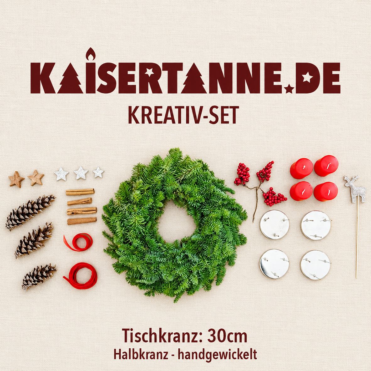 Adventskranz Rot (30 cm) -  Kreativ-Set 2