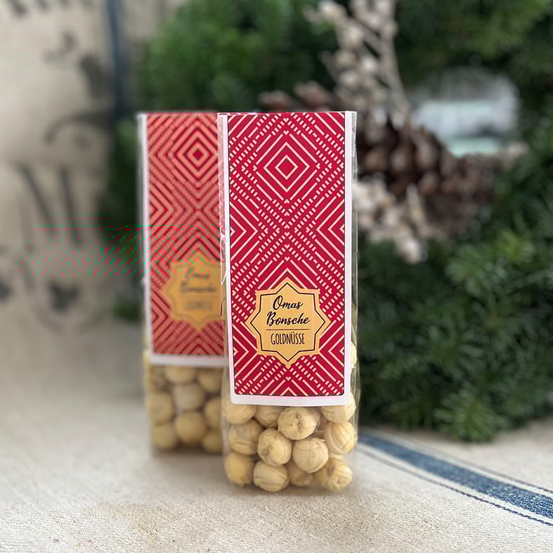 Omas Bonsche – Goldnüsse mit Schokofüllung – 100 g  