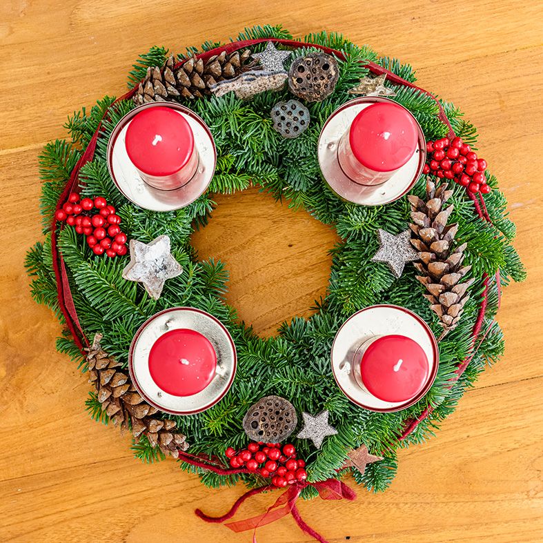 Adventskranz Rot (30 cm) -  Kreativ-Set 5