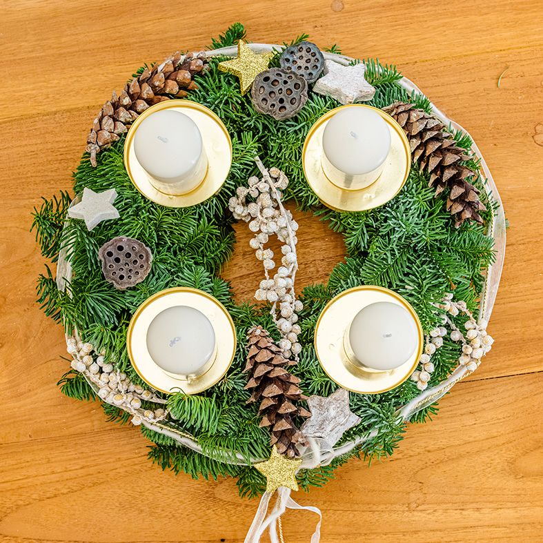 Adventskranz Gold/Creme (30 cm) - Kreativ-Set