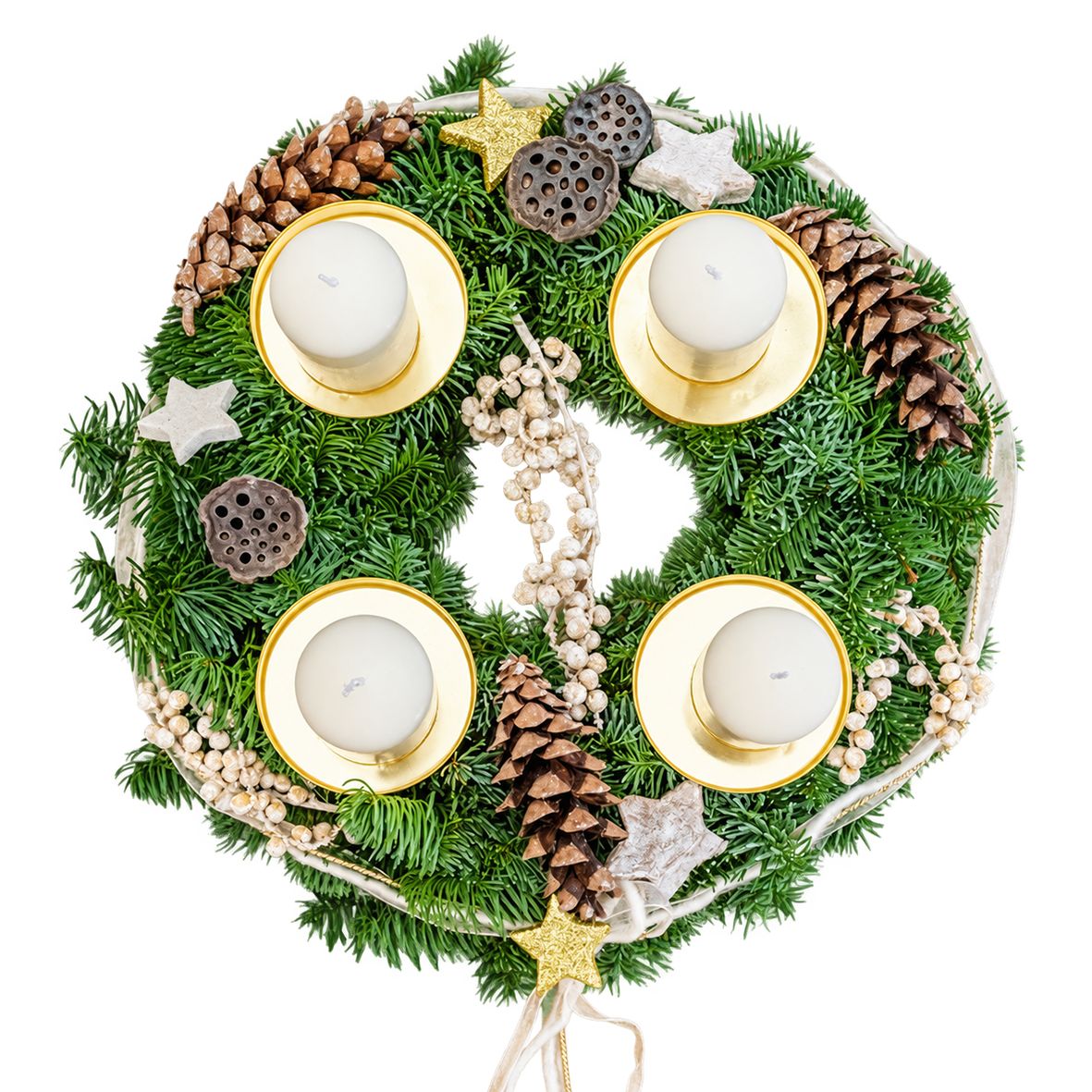 Adventskranz Gold/Creme (30 cm) - Kreativ-Set