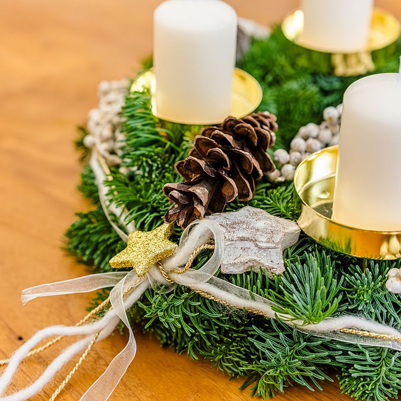 Adventskranz Gold/Creme (30 cm) - Kreativ-Set 4