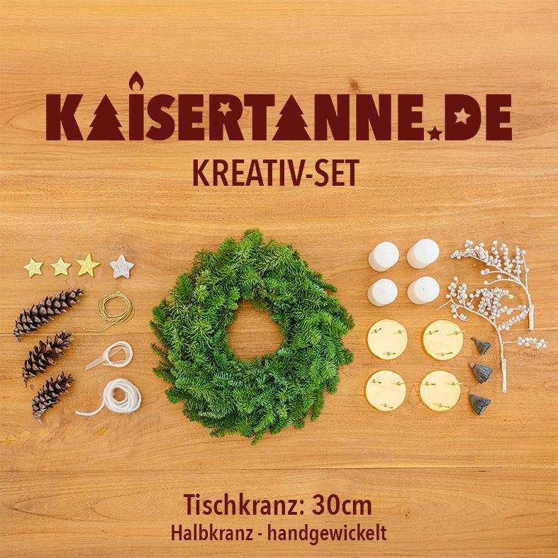 Adventskranz Gold/Creme (30 cm) - Kreativ-Set 2